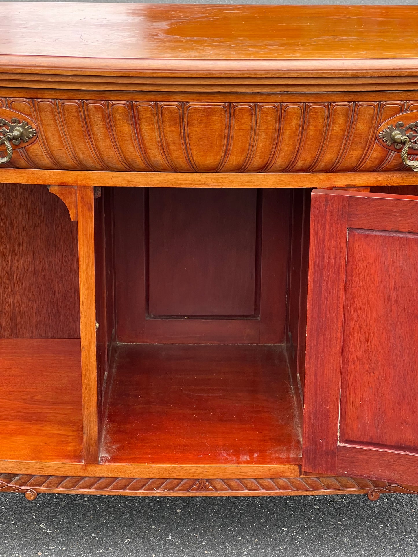 Antique Transitional Carved Mahogany Buffet c. 1920