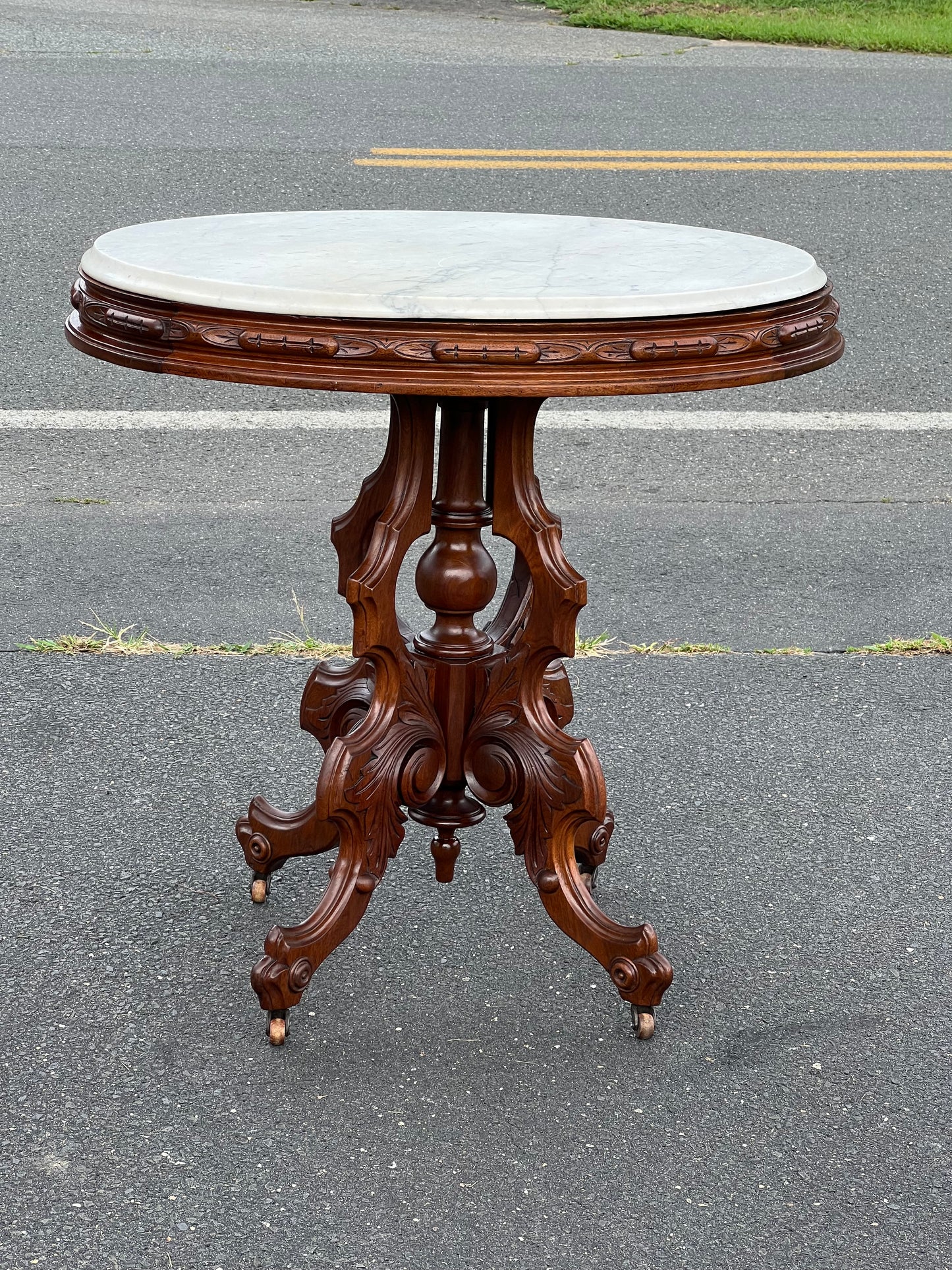 Antique Victorian Marble Top Table by Thomas Brooks c. 1870