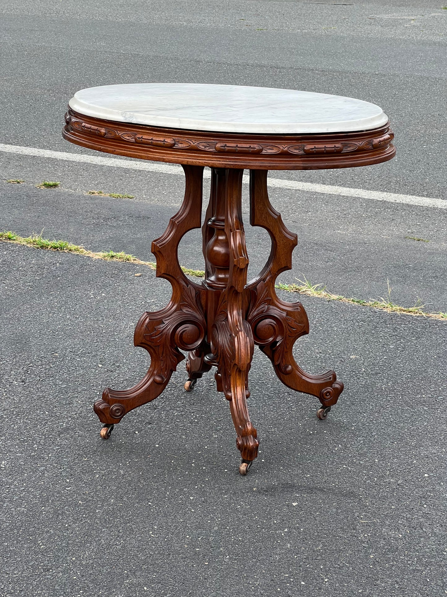 Antique Victorian Marble Top Table by Thomas Brooks c. 1870