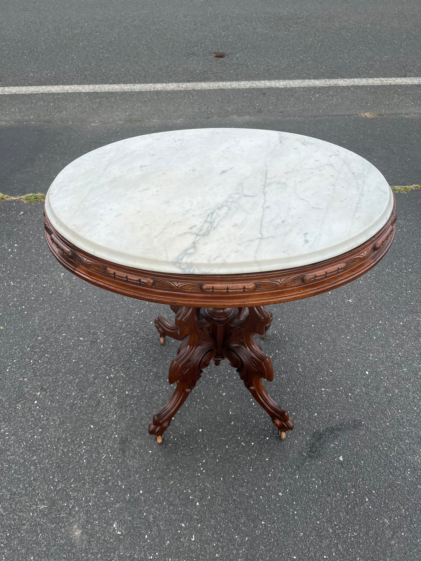 Antique Victorian Marble Top Table by Thomas Brooks c. 1870