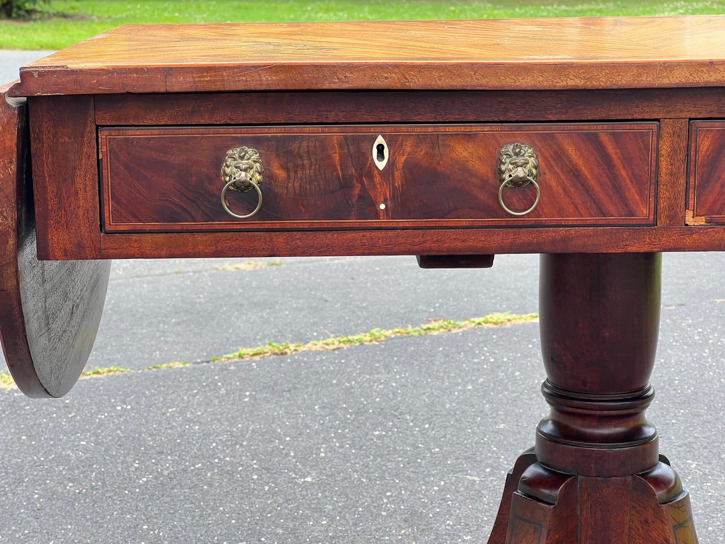 Antique George III Mahogany Two Drawer Drop Leaf Sofa Table c. Late 1700s