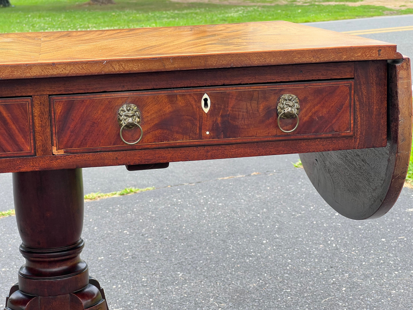 Antique George III Mahogany Two Drawer Drop Leaf Sofa Table c. Late 1700s