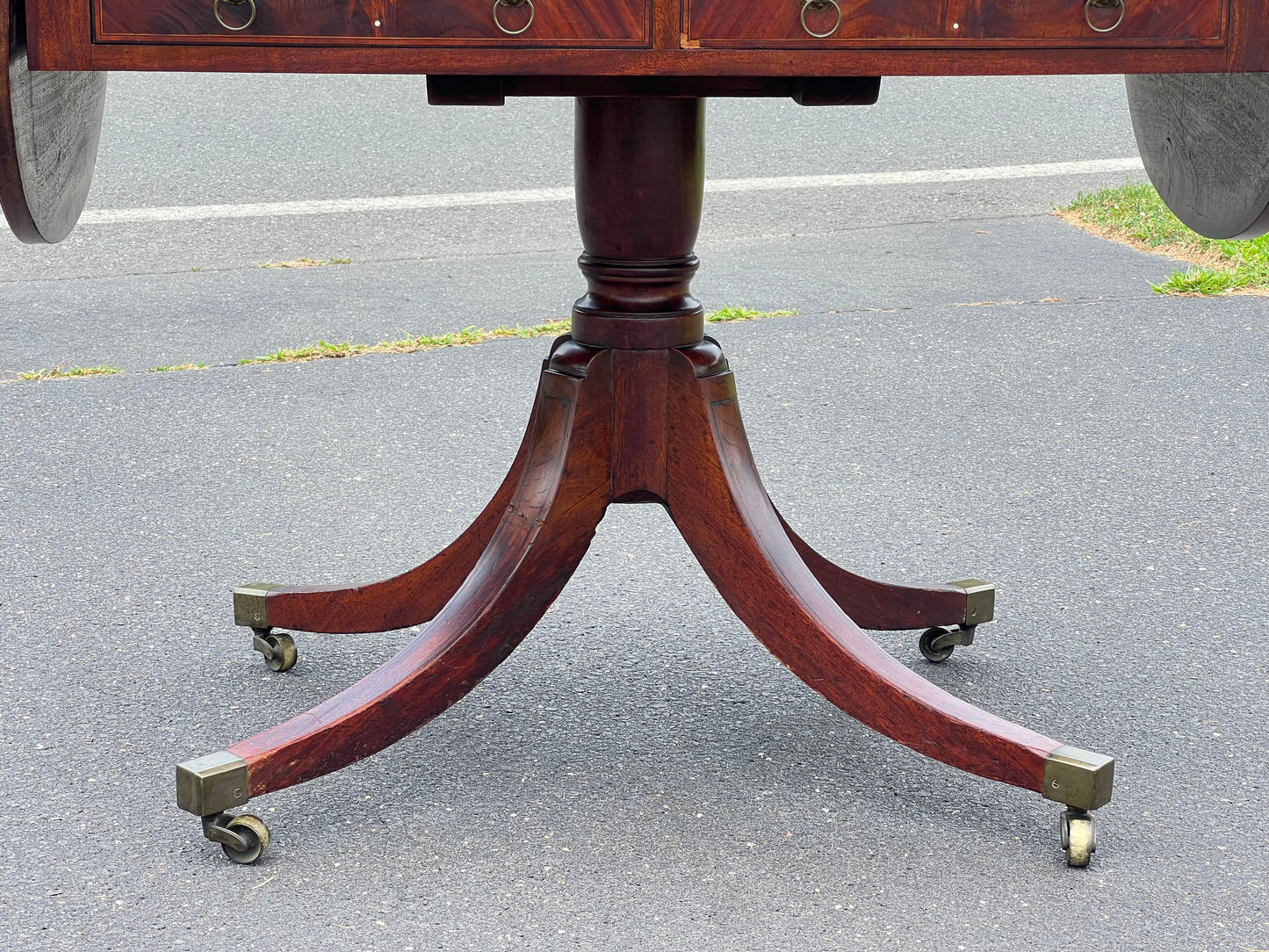 Antique George III Mahogany Two Drawer Drop Leaf Sofa Table c. Late 1700s