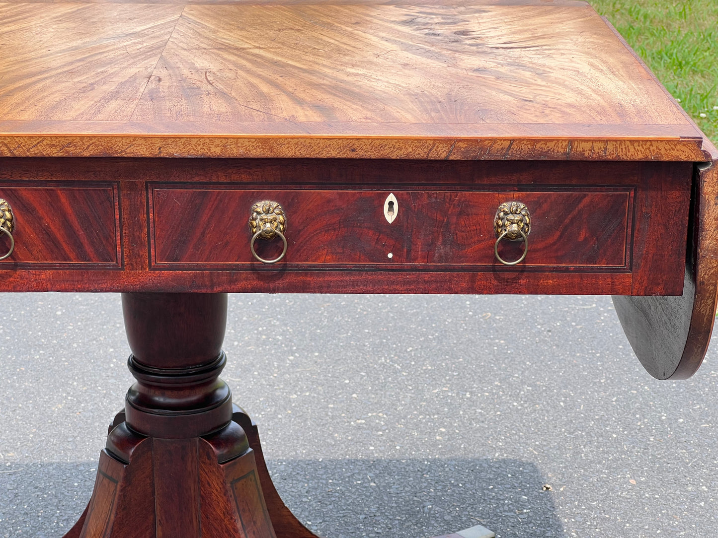 Antique George III Mahogany Two Drawer Drop Leaf Sofa Table c. Late 1700s