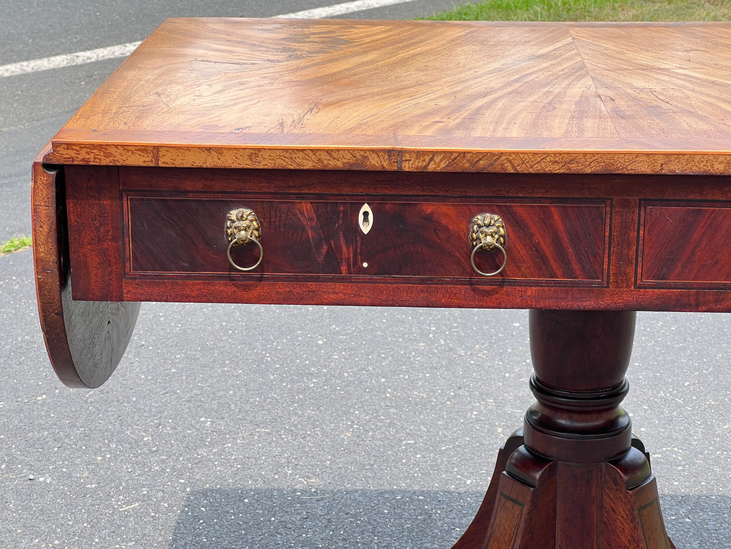 Antique George III Mahogany Two Drawer Drop Leaf Sofa Table c. Late 1700s