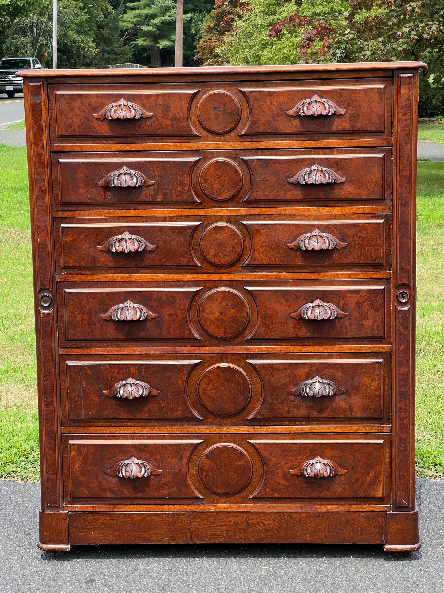 Antique Victorian Walnut Lockside Chest of Drawers c. Late 19th Century