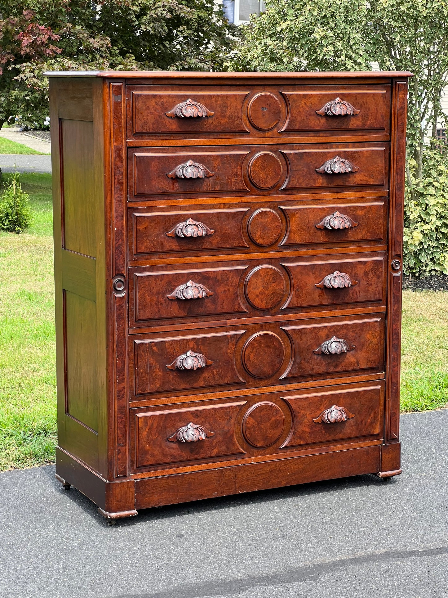 Antique Victorian Walnut Lockside Chest of Drawers c. Late 19th Century