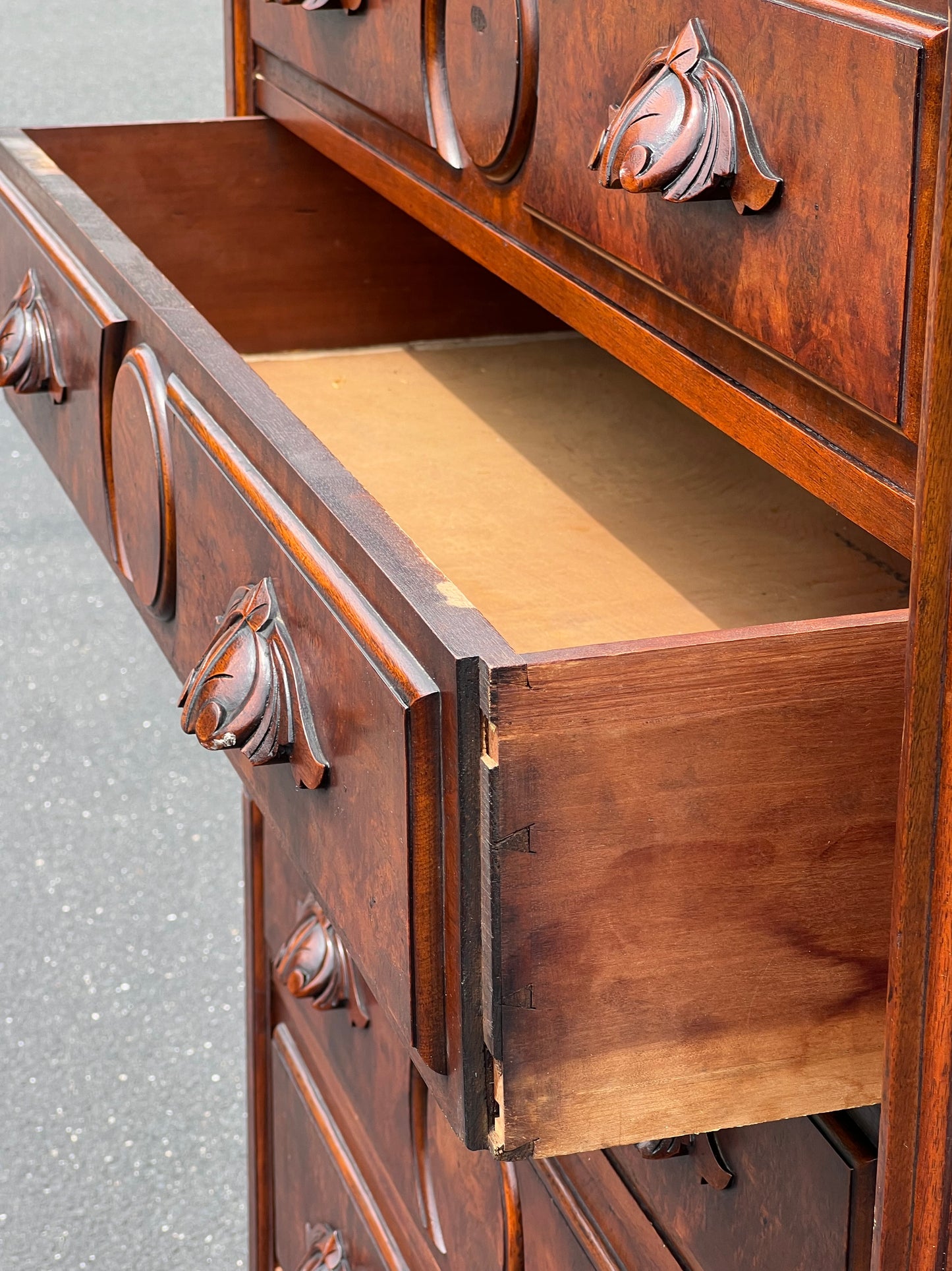 Antique Victorian Walnut Lockside Chest of Drawers c. Late 19th Century