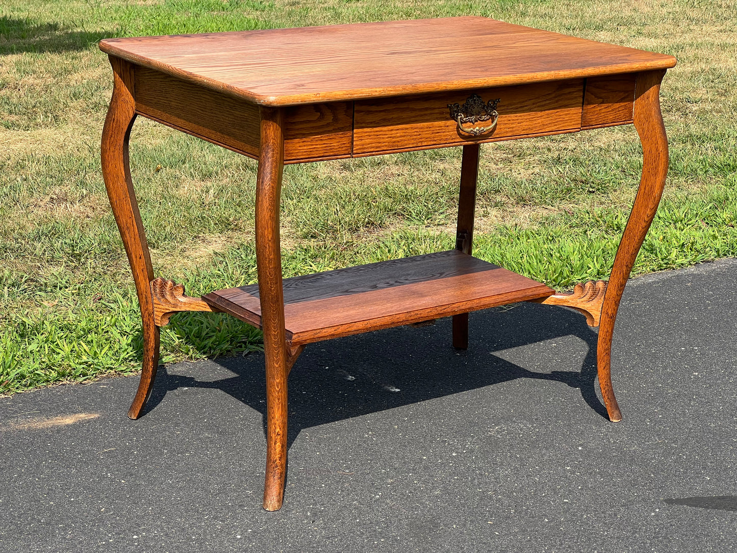 Antique Victorian Oak One Drawer Side Table