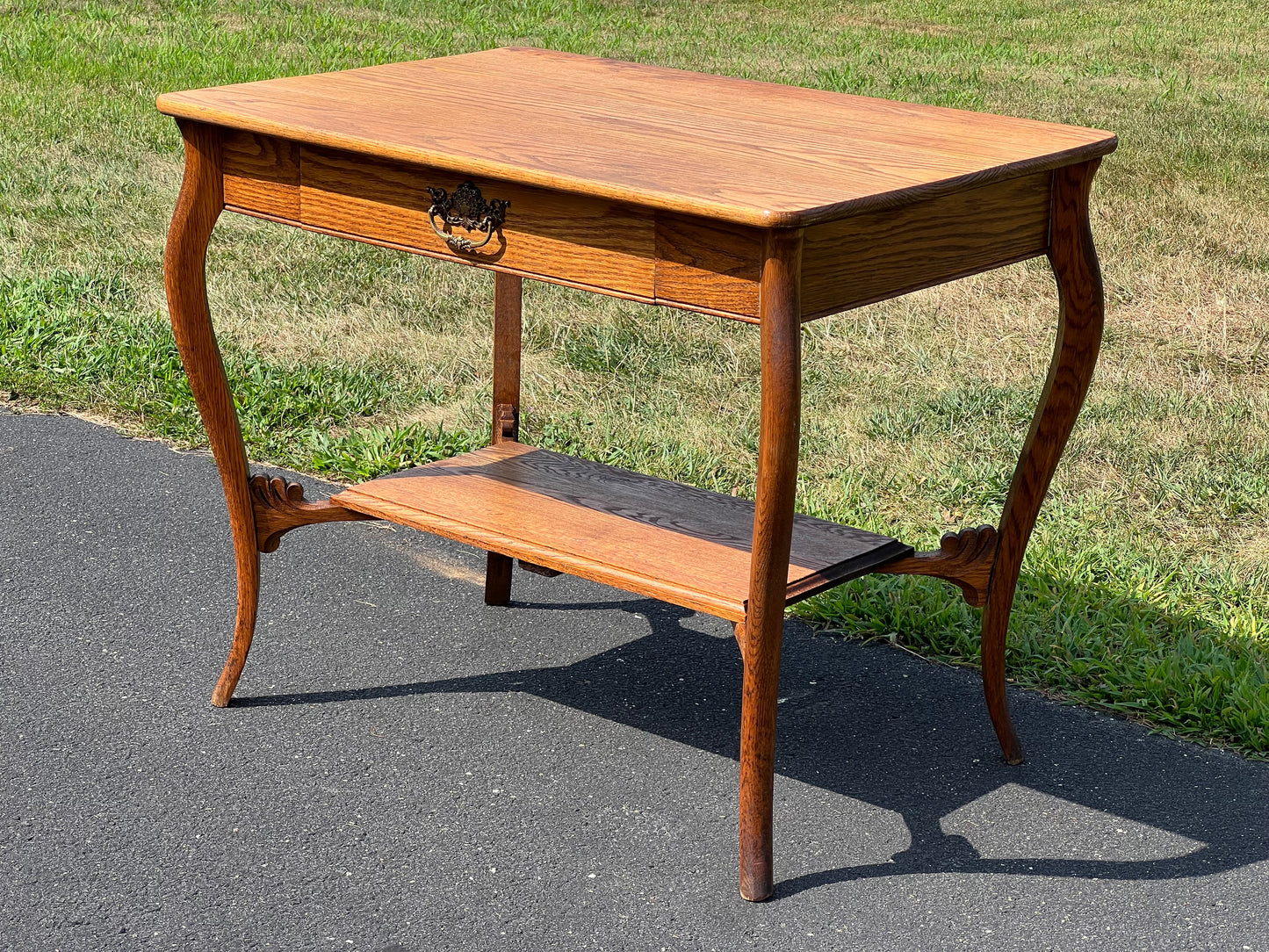 Antique Victorian Oak One Drawer Side Table