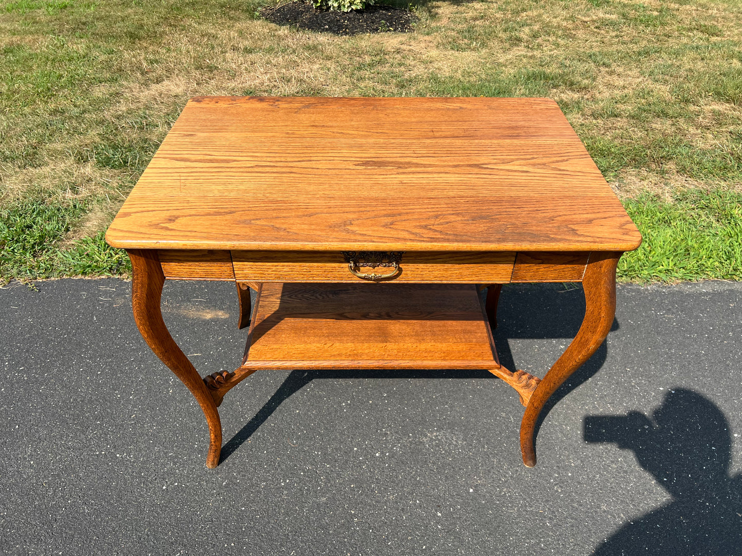 Antique Victorian Oak One Drawer Side Table