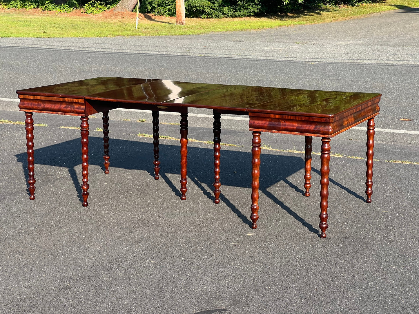 Antique Late Federal Period Two Part Drop Leaf Dining Table c. 1840