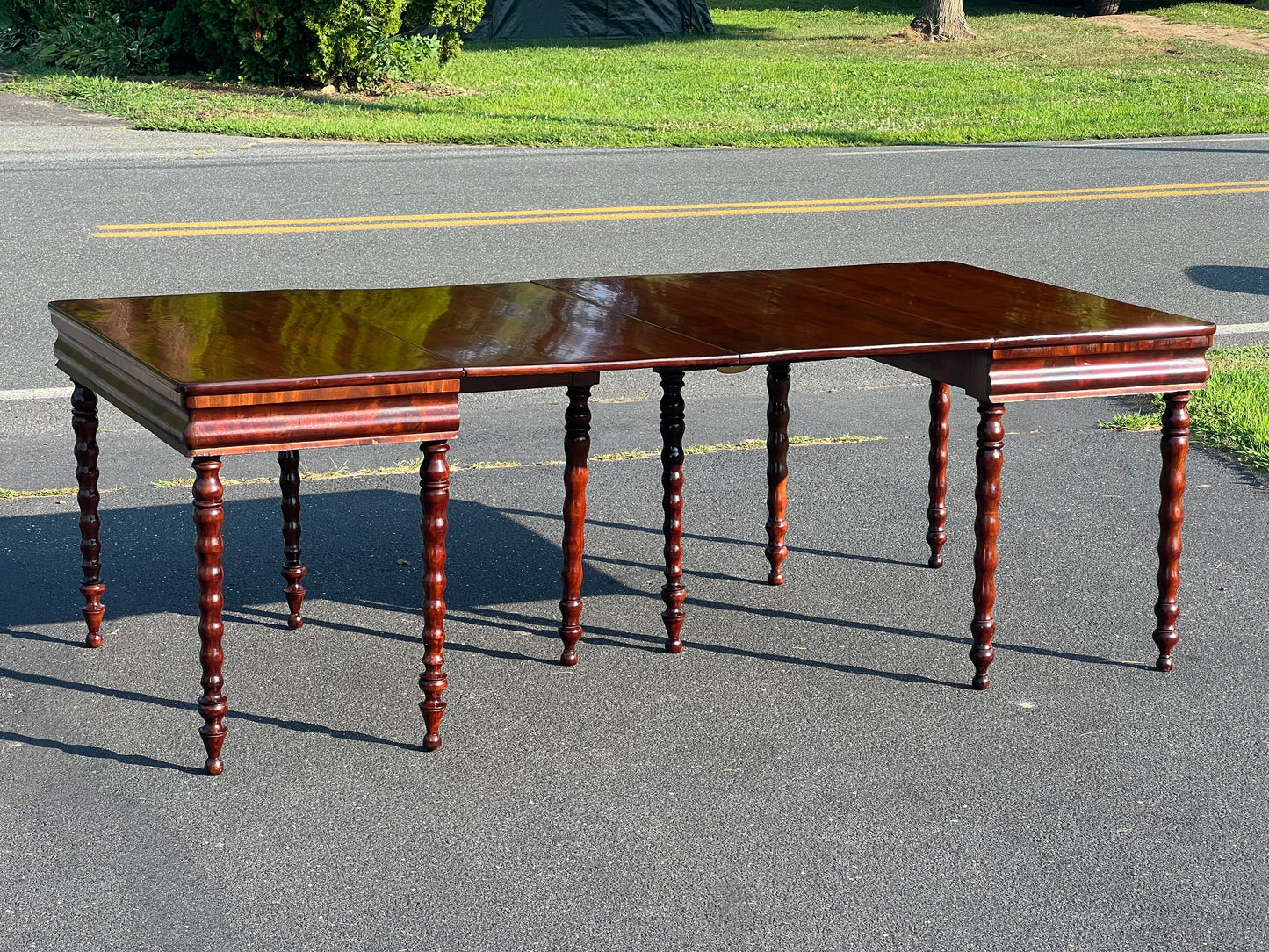 Antique Late Federal Period Two Part Drop Leaf Dining Table c. 1840