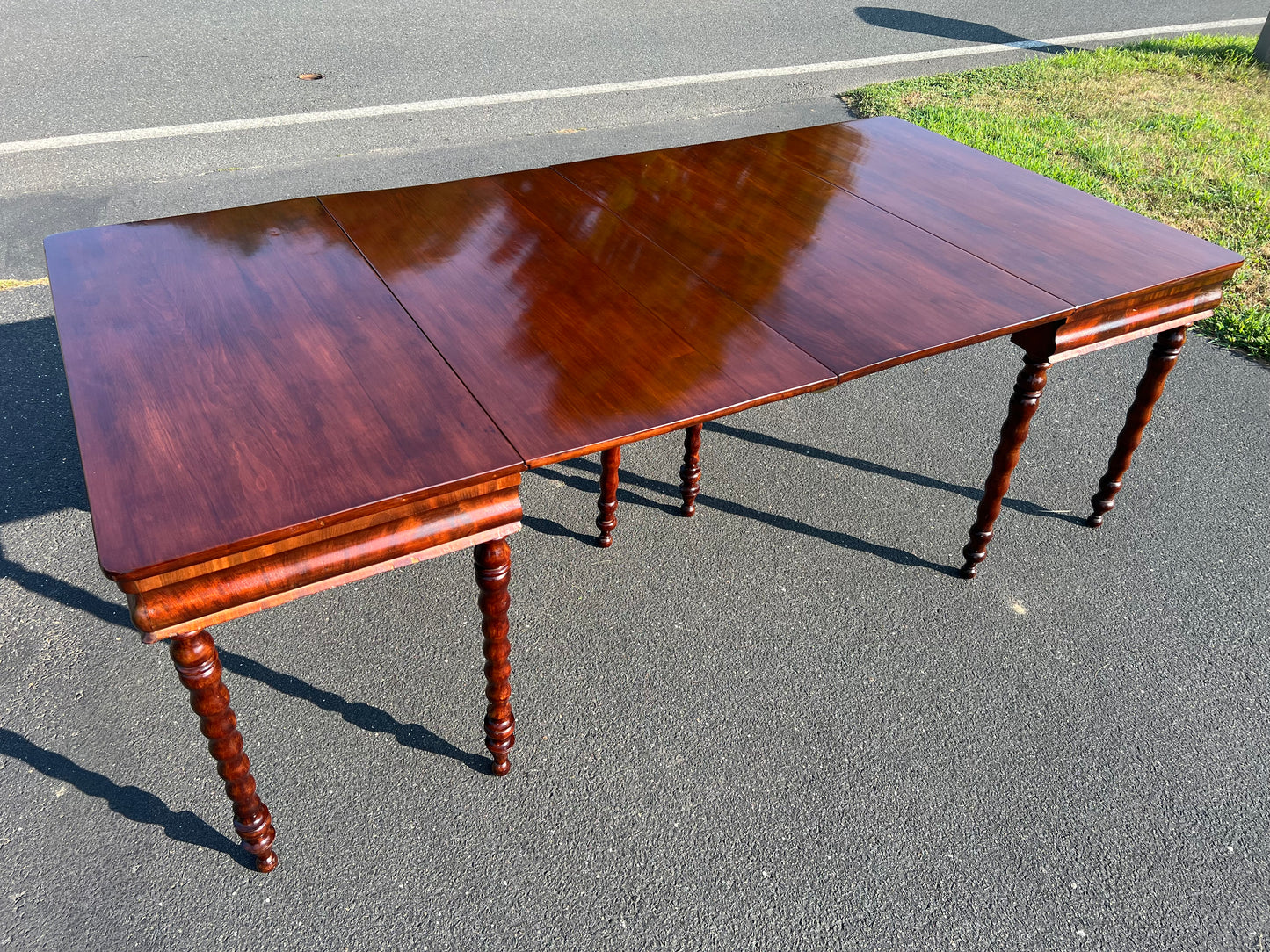 Antique Late Federal Period Two Part Drop Leaf Dining Table c. 1840