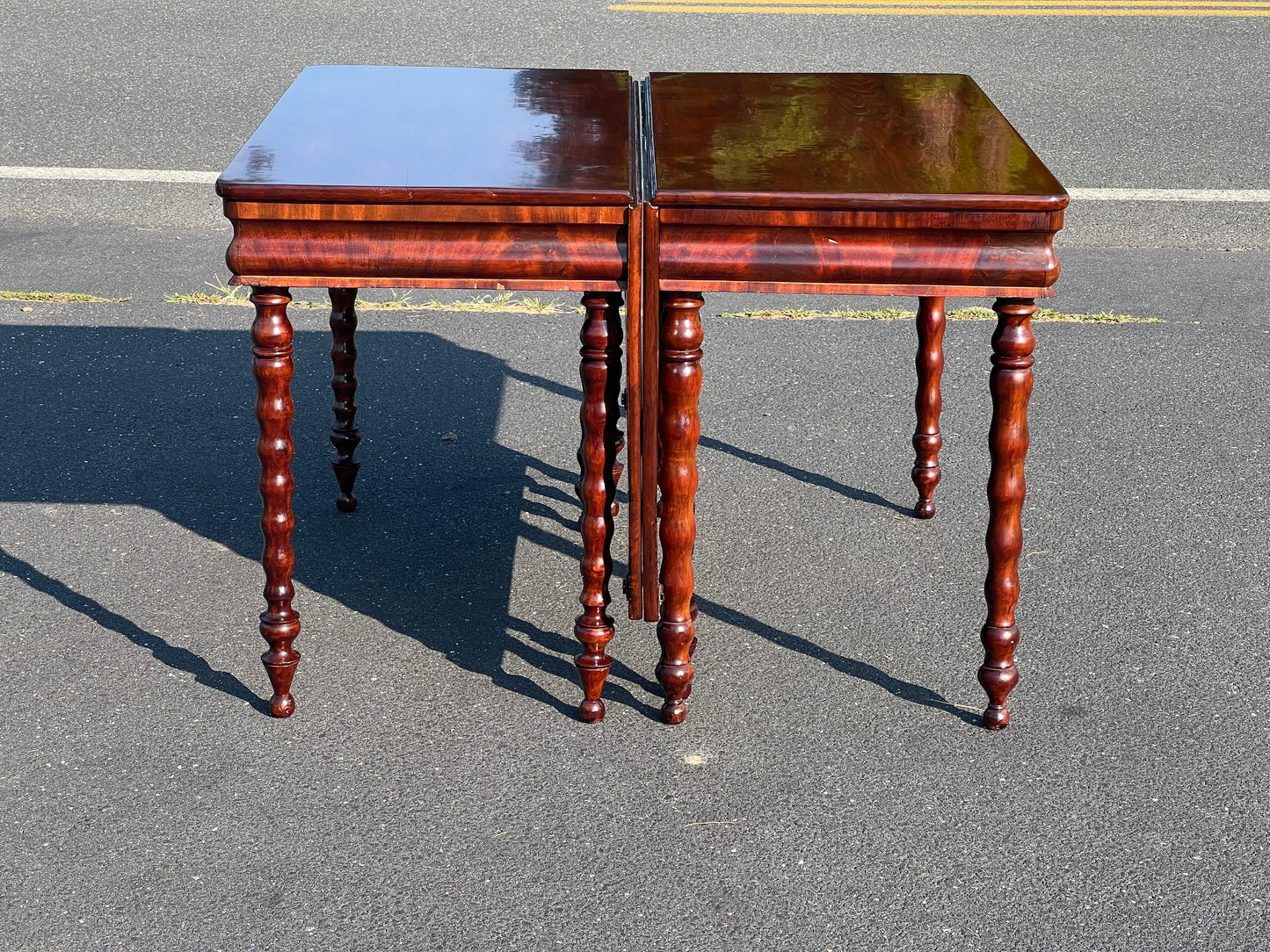 Antique Late Federal Period Two Part Drop Leaf Dining Table c. 1840