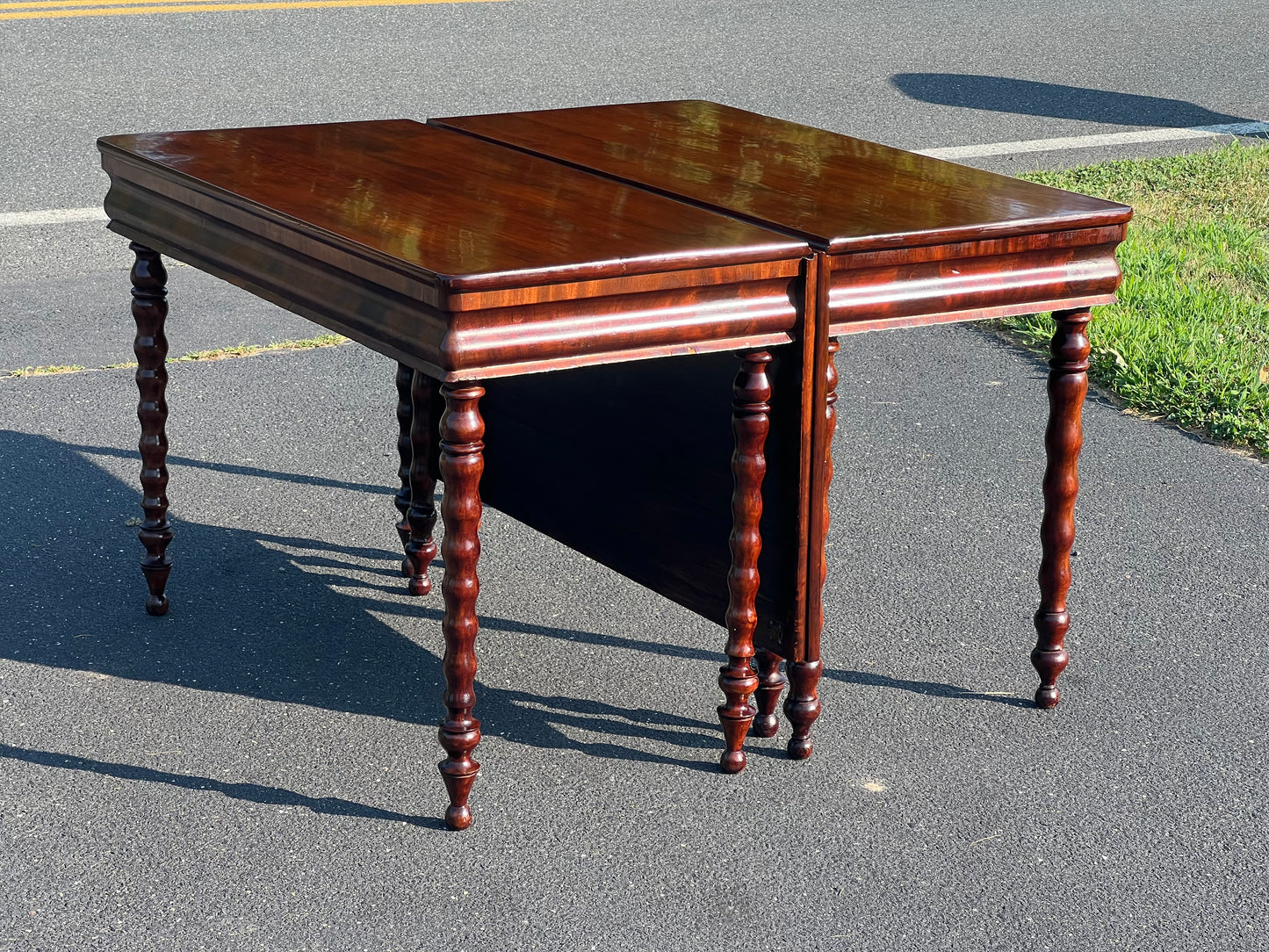 Antique Late Federal Period Two Part Drop Leaf Dining Table c. 1840