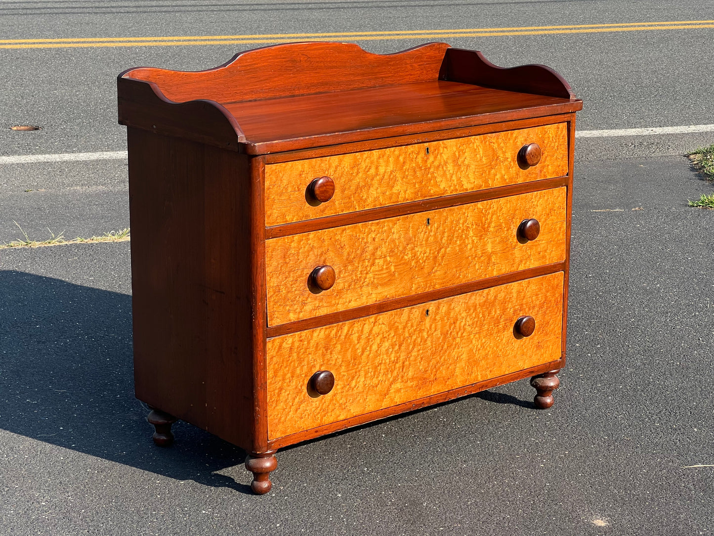 Antique Federal Period Birdseye Maple and Cherry Bachelors Chest c. Early 19th Century