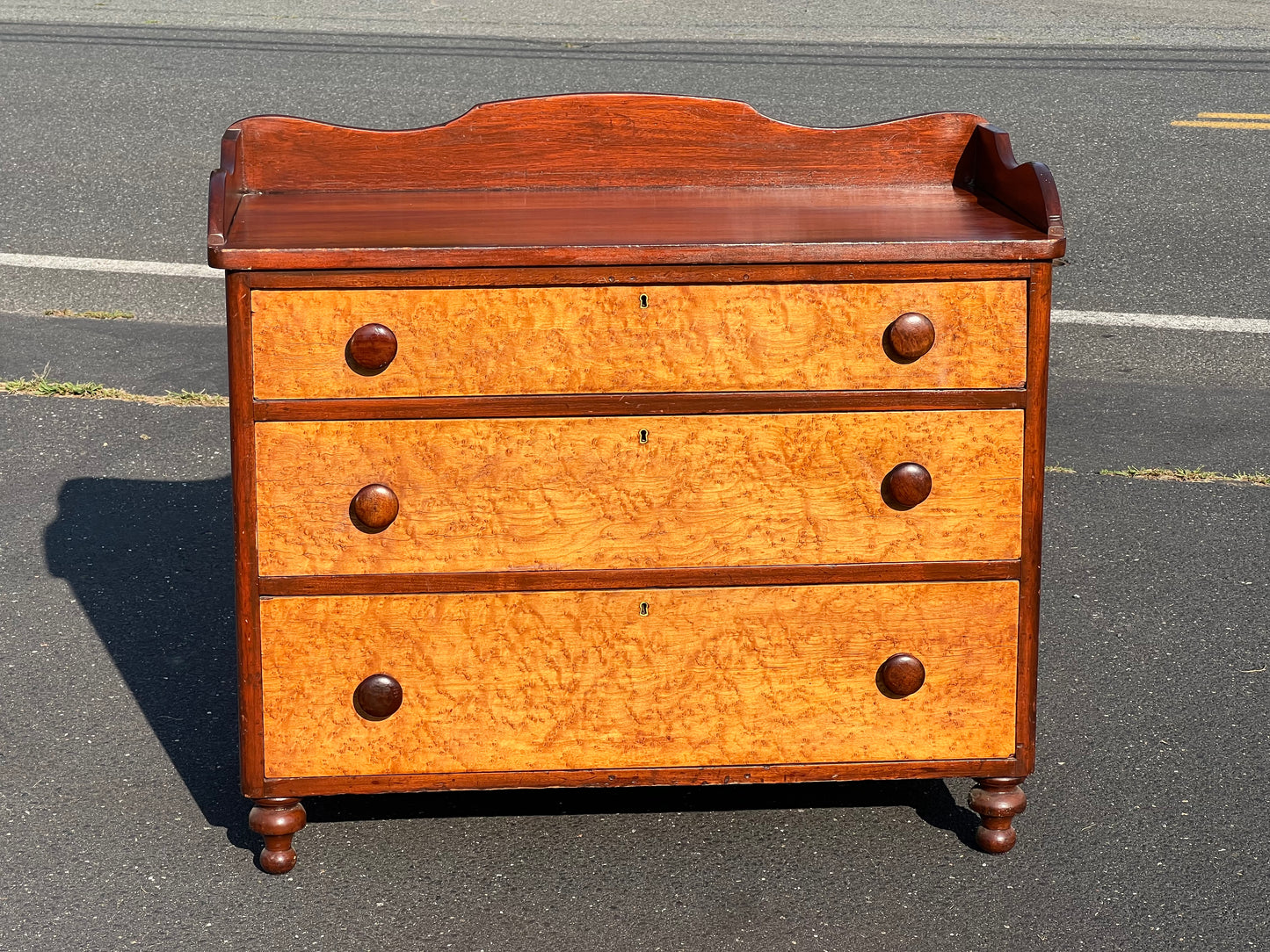 Antique Federal Period Birdseye Maple and Cherry Bachelors Chest c. Early 19th Century