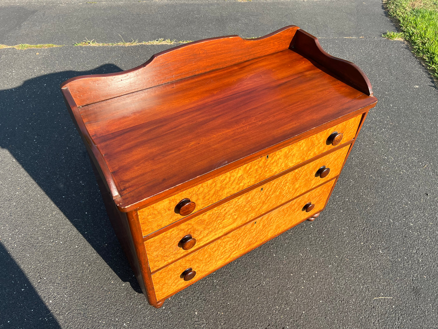 Antique Federal Period Birdseye Maple and Cherry Bachelors Chest c. Early 19th Century