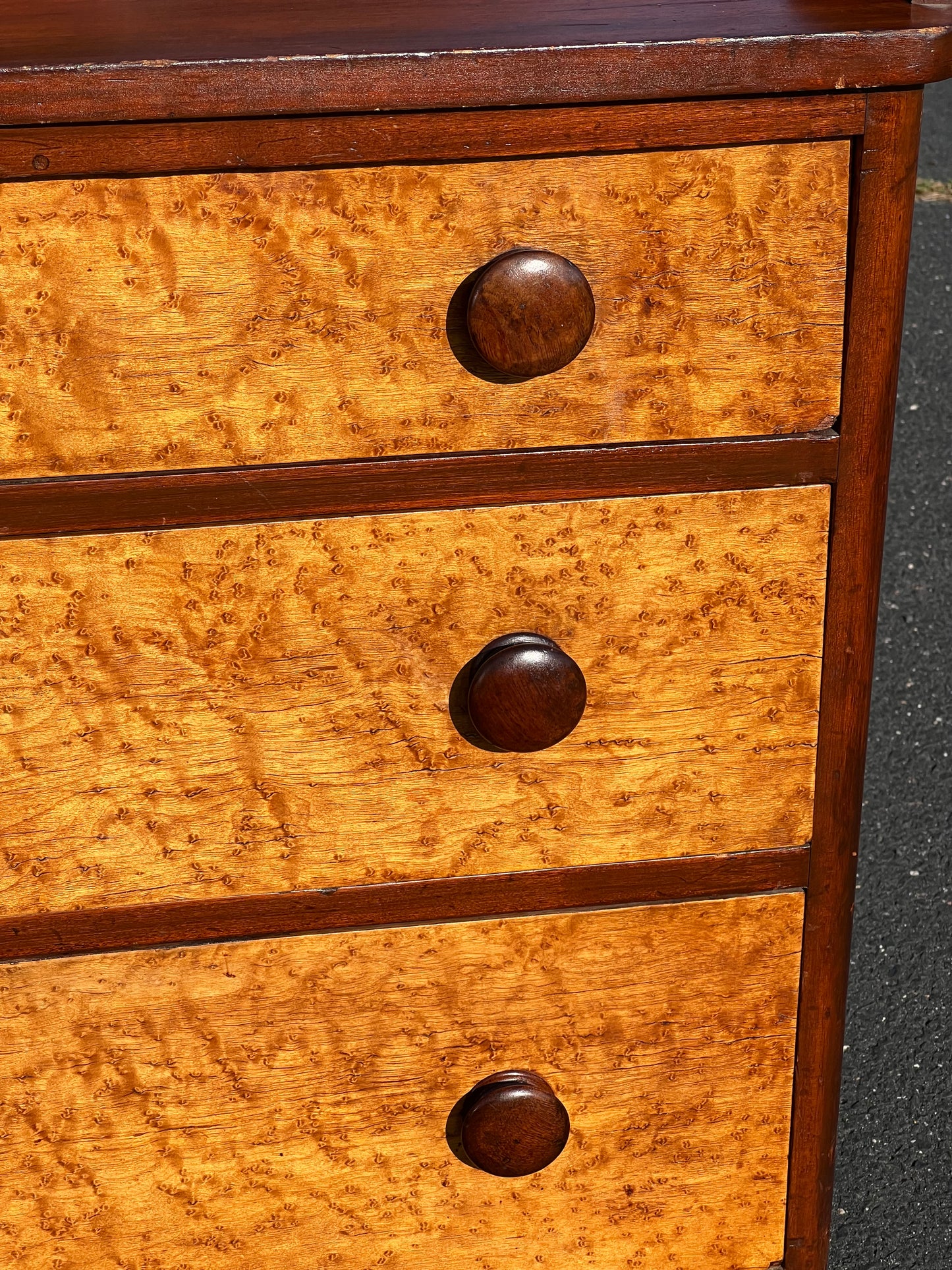 Antique Federal Period Birdseye Maple and Cherry Bachelors Chest c. Early 19th Century