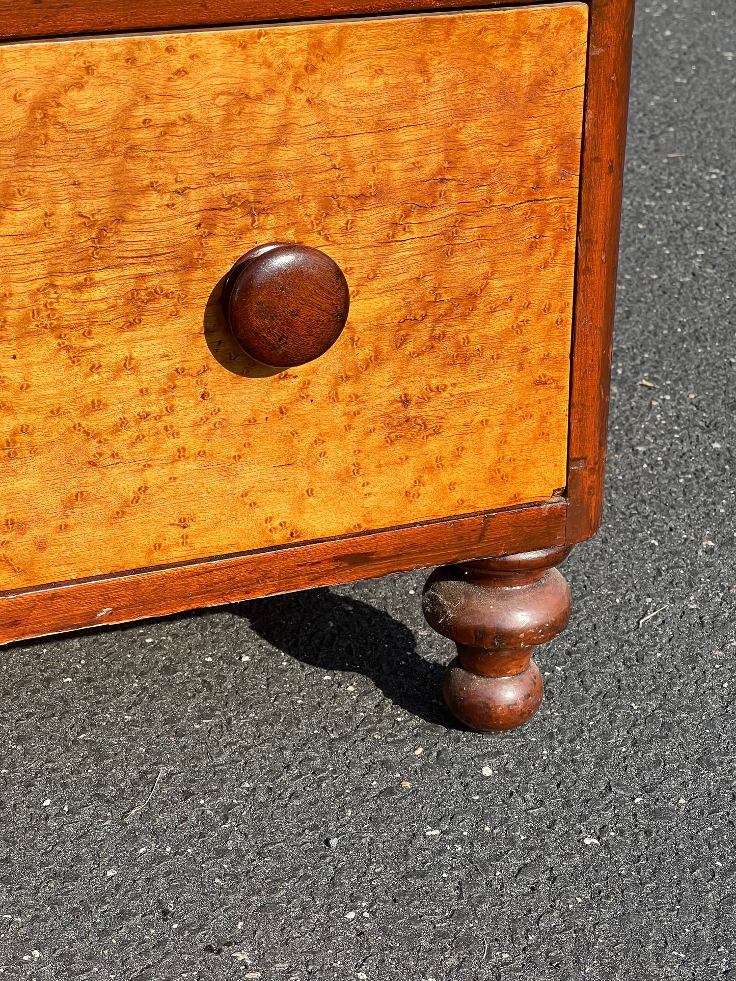 Antique Federal Period Birdseye Maple and Cherry Bachelors Chest c. Early 19th Century