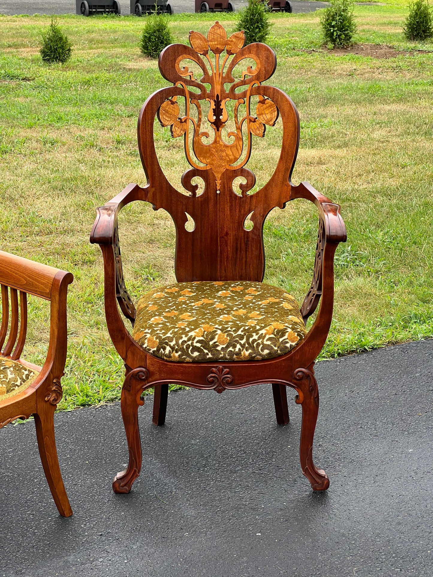 Antique His and Hers Matching Art Nouveau Parlor Chairs c. 1920