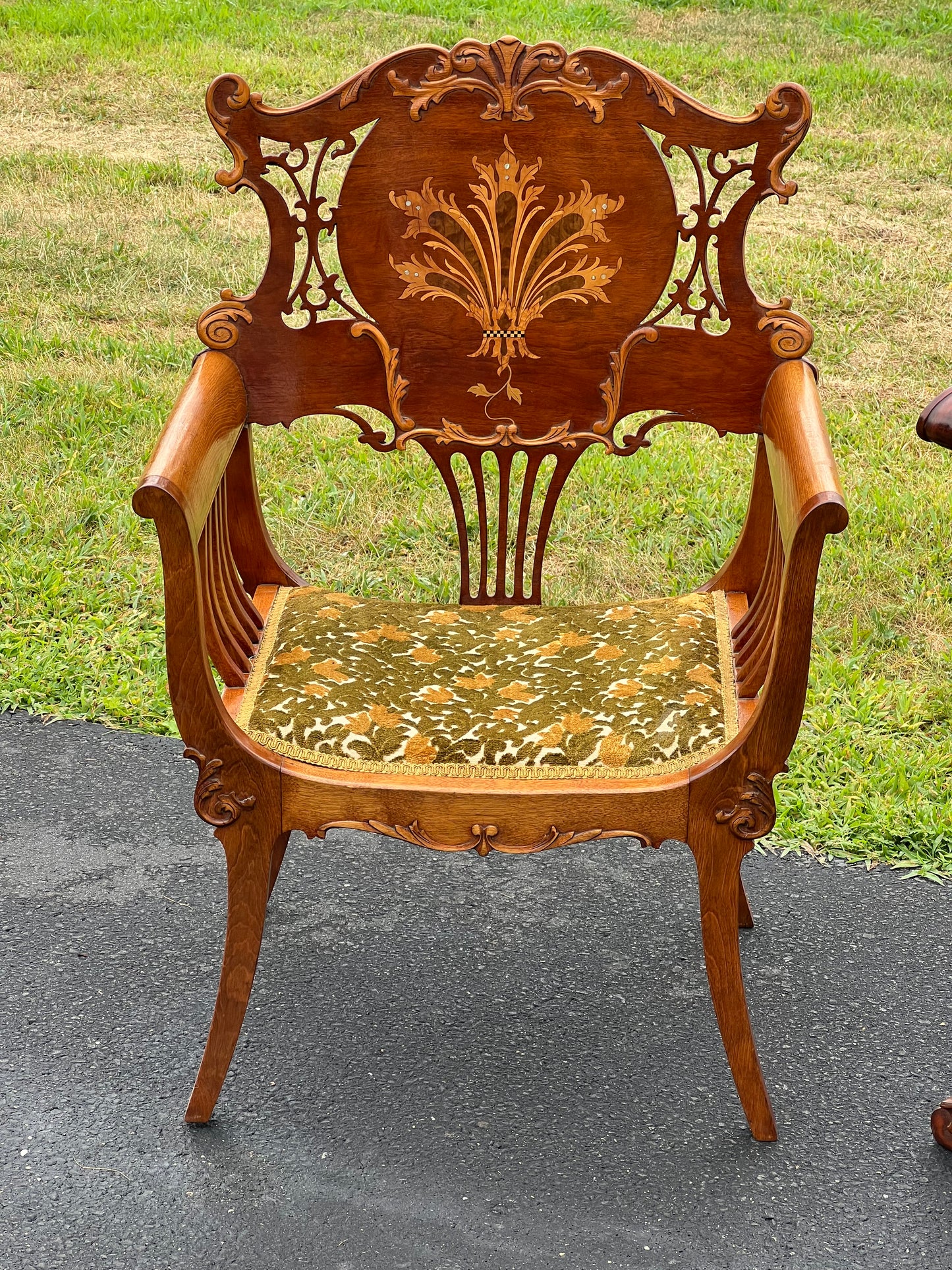 Antique His and Hers Matching Art Nouveau Parlor Chairs c. 1920