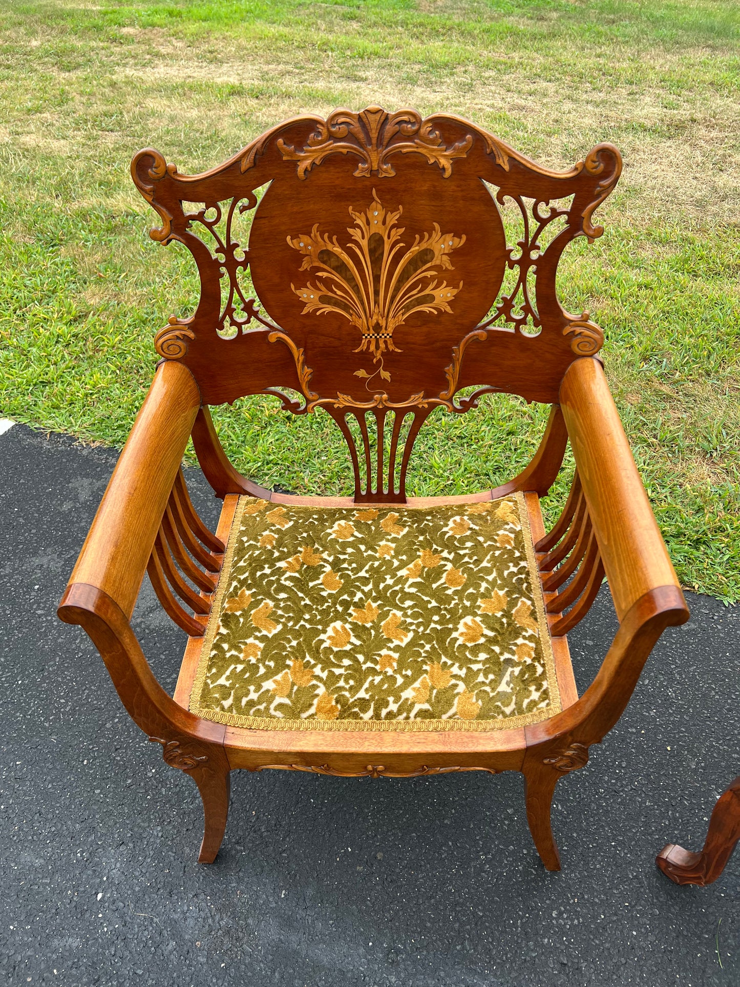 Antique His and Hers Matching Art Nouveau Parlor Chairs c. 1920