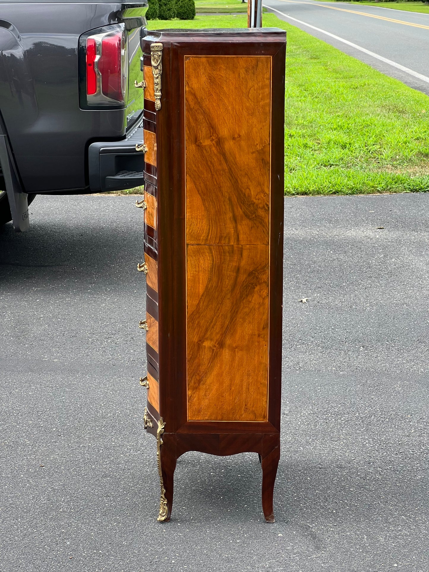 Antique Louis XVI Mahogany Inlaid Six Drawer Lingerie Chest