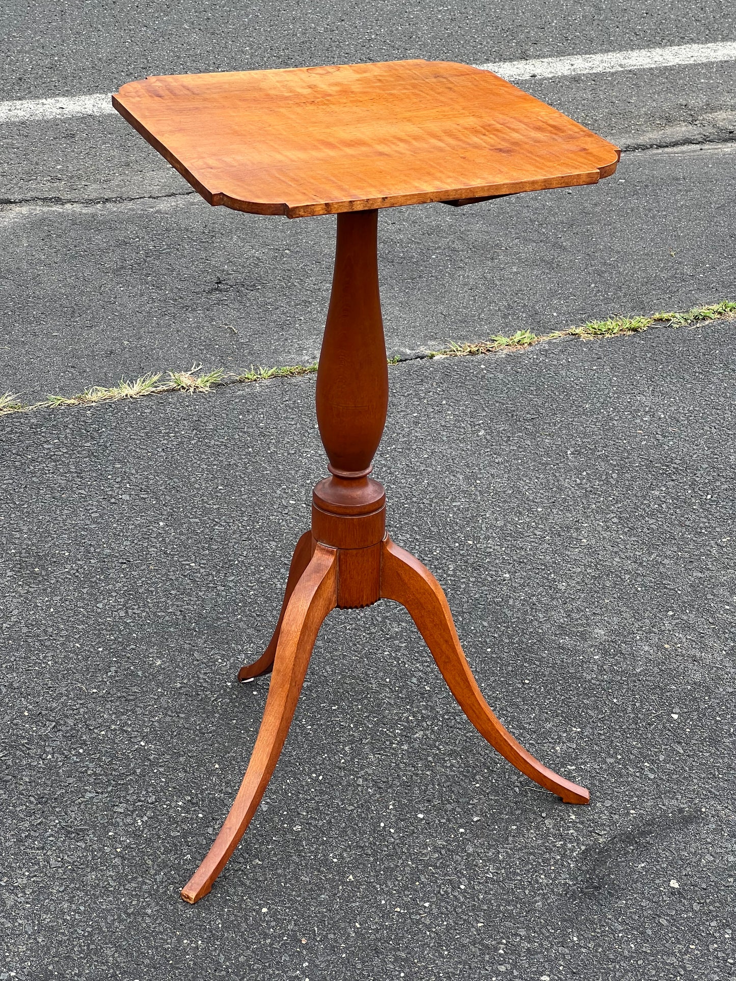 Antique 19th Century Tiger Maple Candle Stand