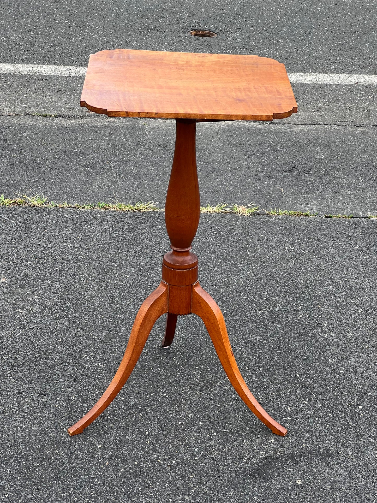 Antique 19th Century Tiger Maple Candle Stand