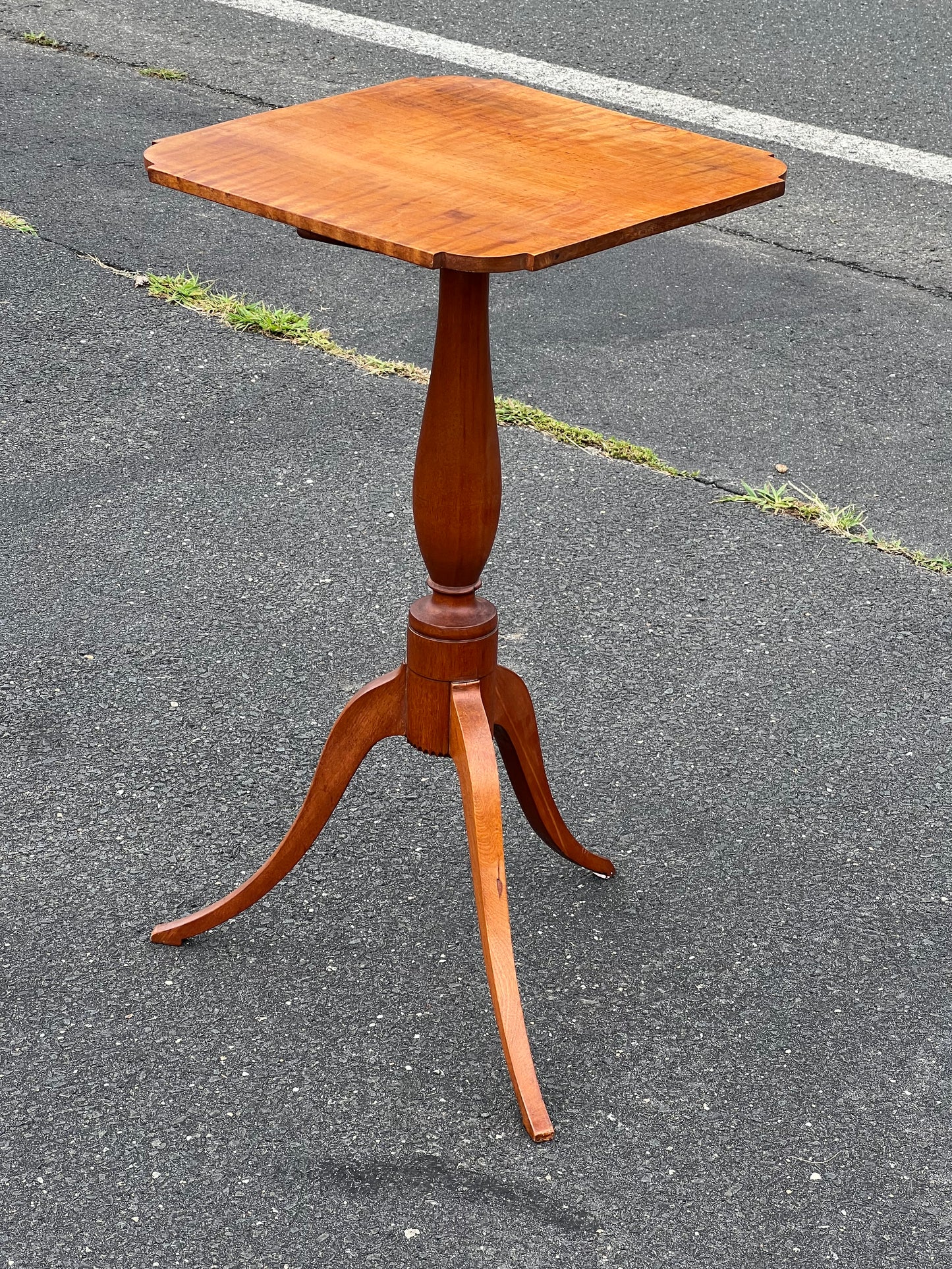 Antique 19th Century Tiger Maple Candle Stand