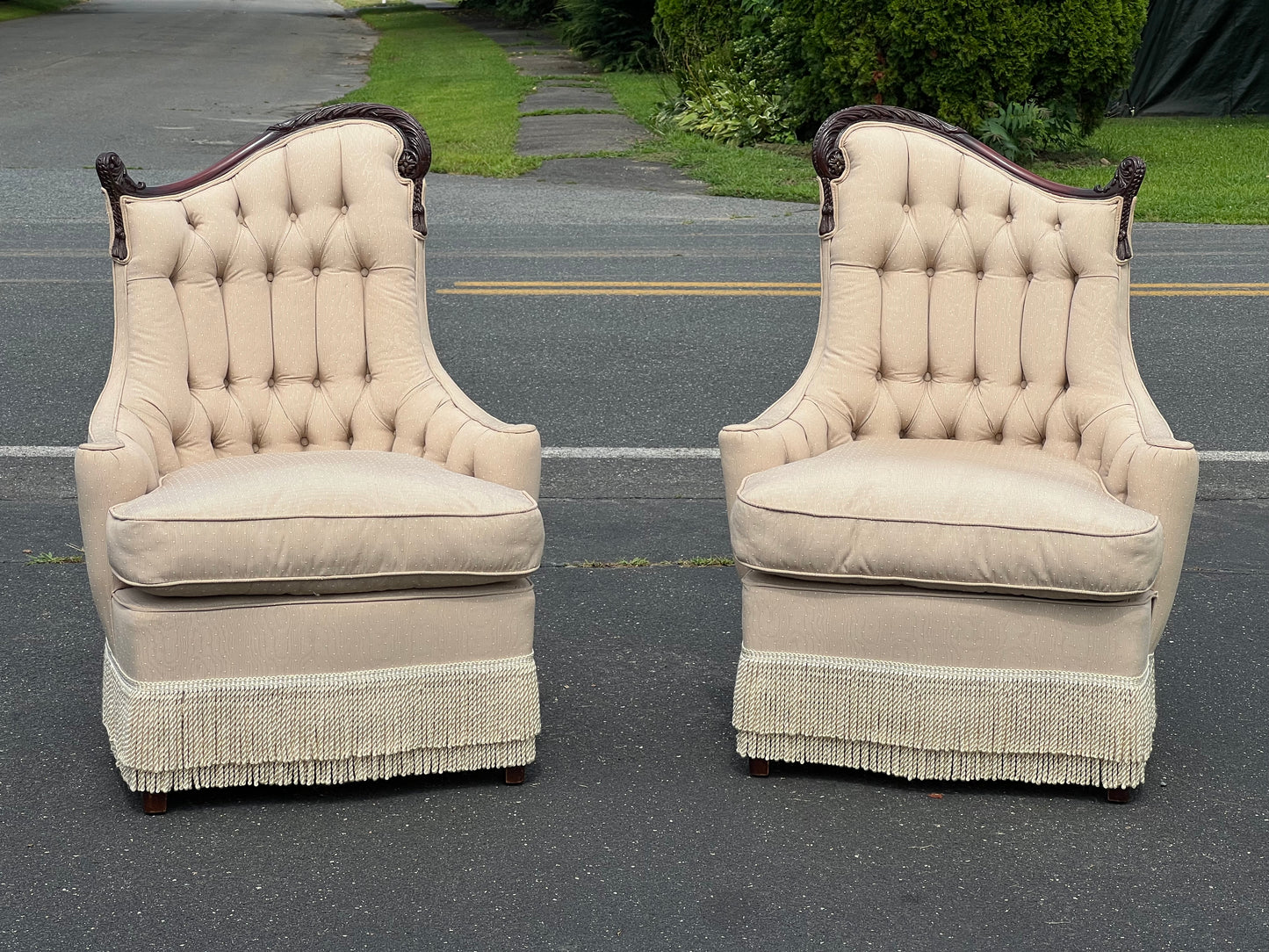 Vintage Matched Pair of Incredible Angel Wing Arm Chairs