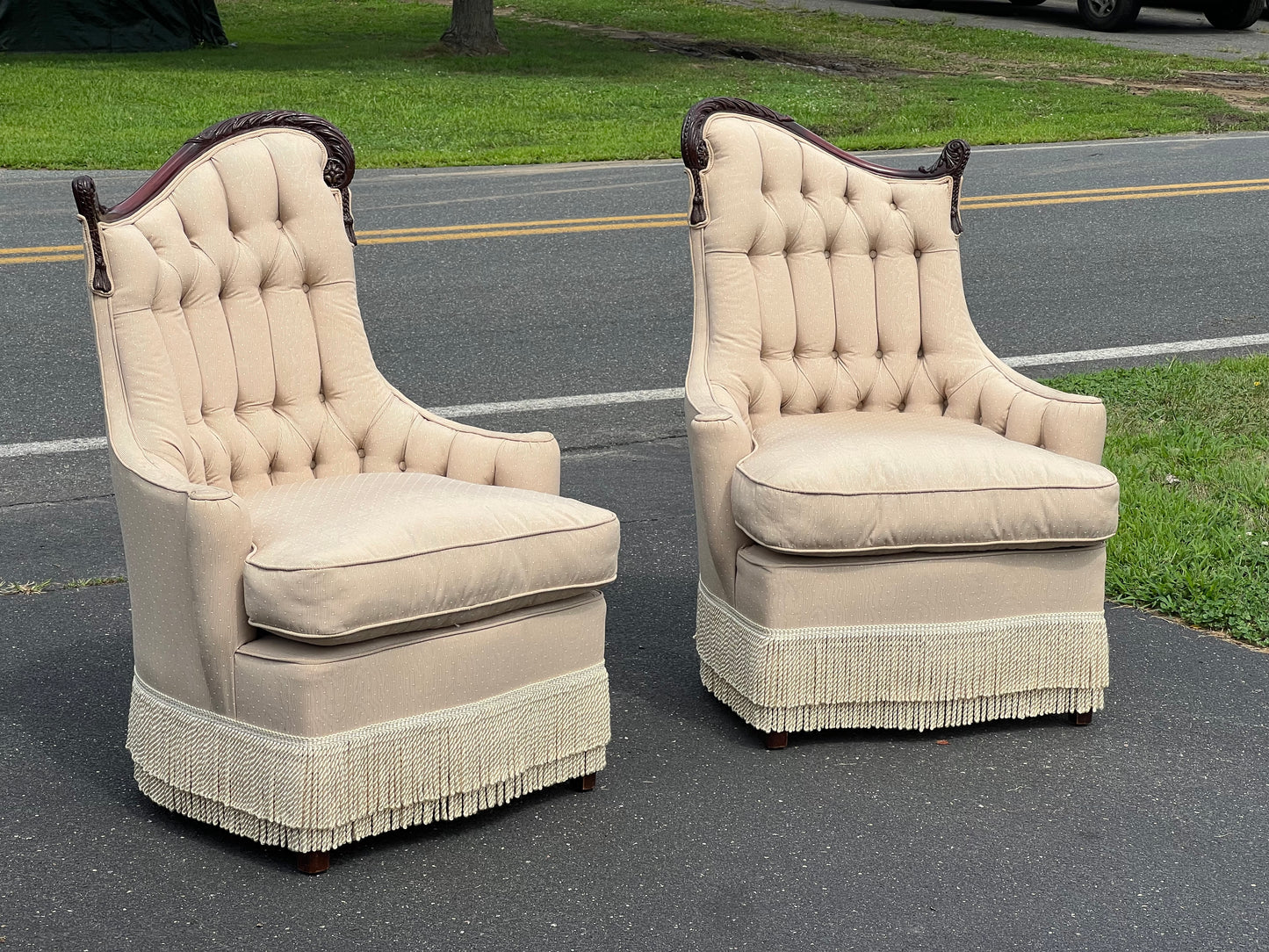 Vintage Matched Pair of Incredible Angel Wing Arm Chairs