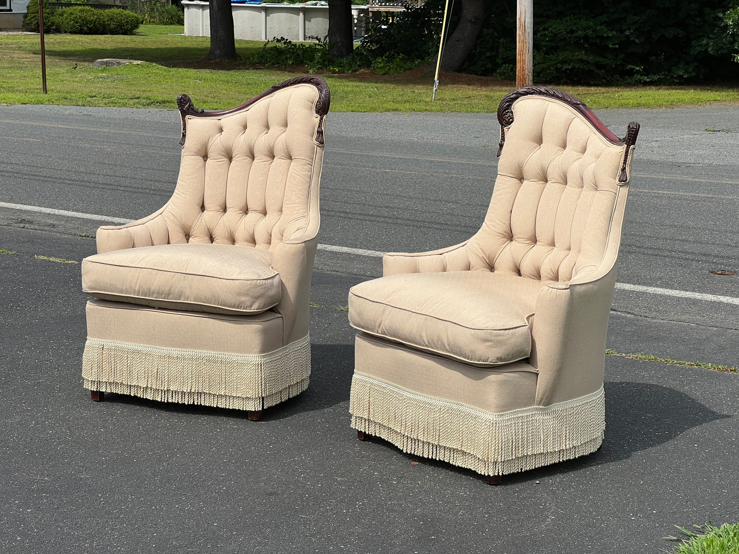 Vintage Matched Pair of Incredible Angel Wing Arm Chairs