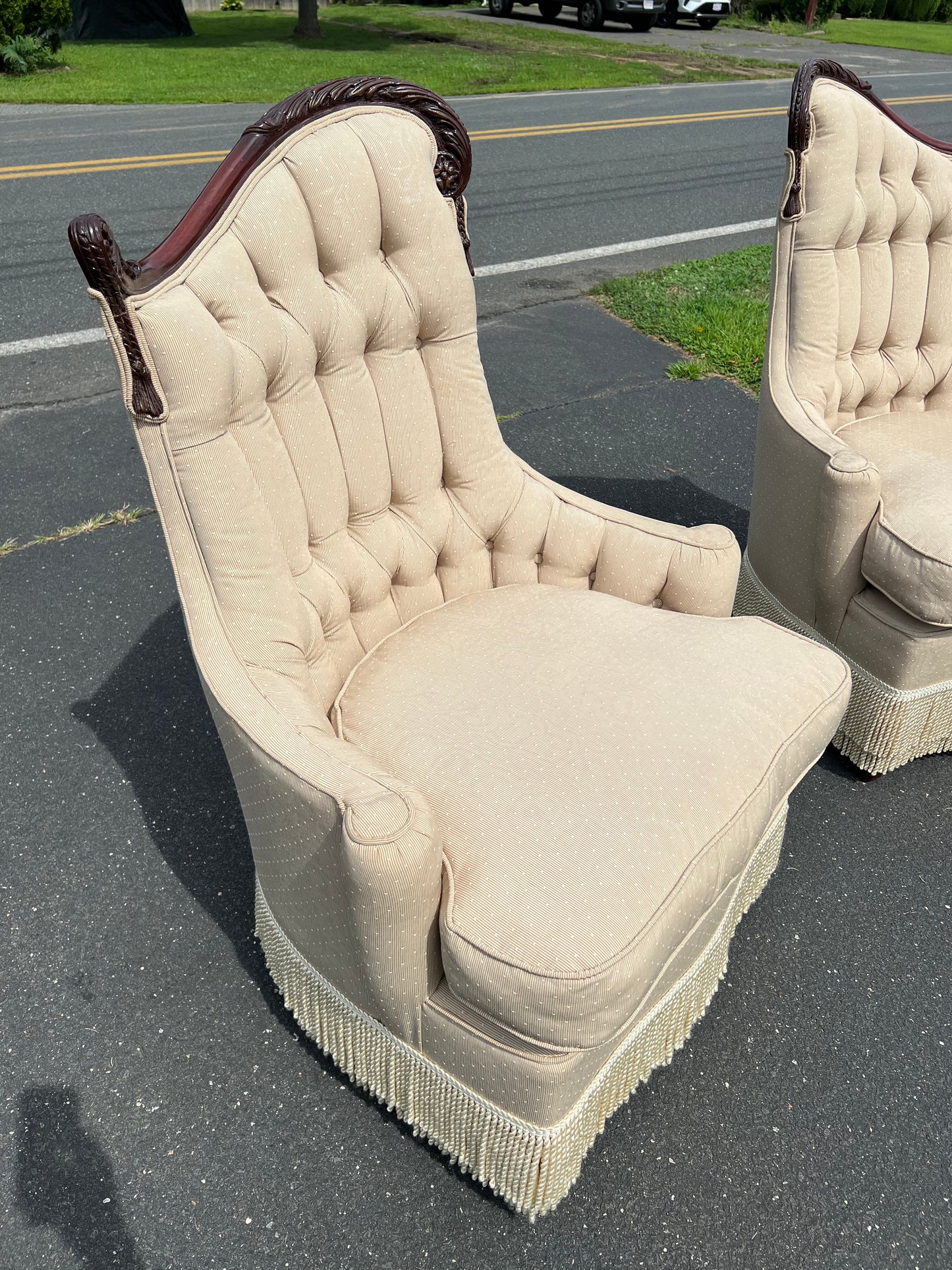 Vintage Matched Pair of Incredible Angel Wing Arm Chairs