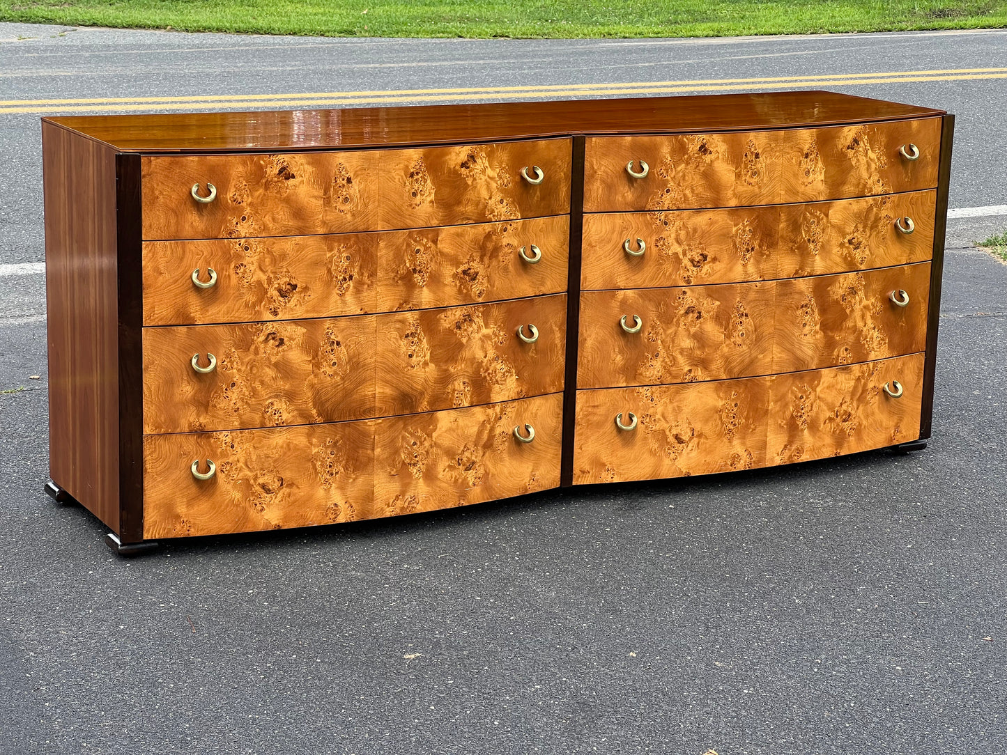 Modern Briar Burl Wood Eight Drawer Chest by Hickory White