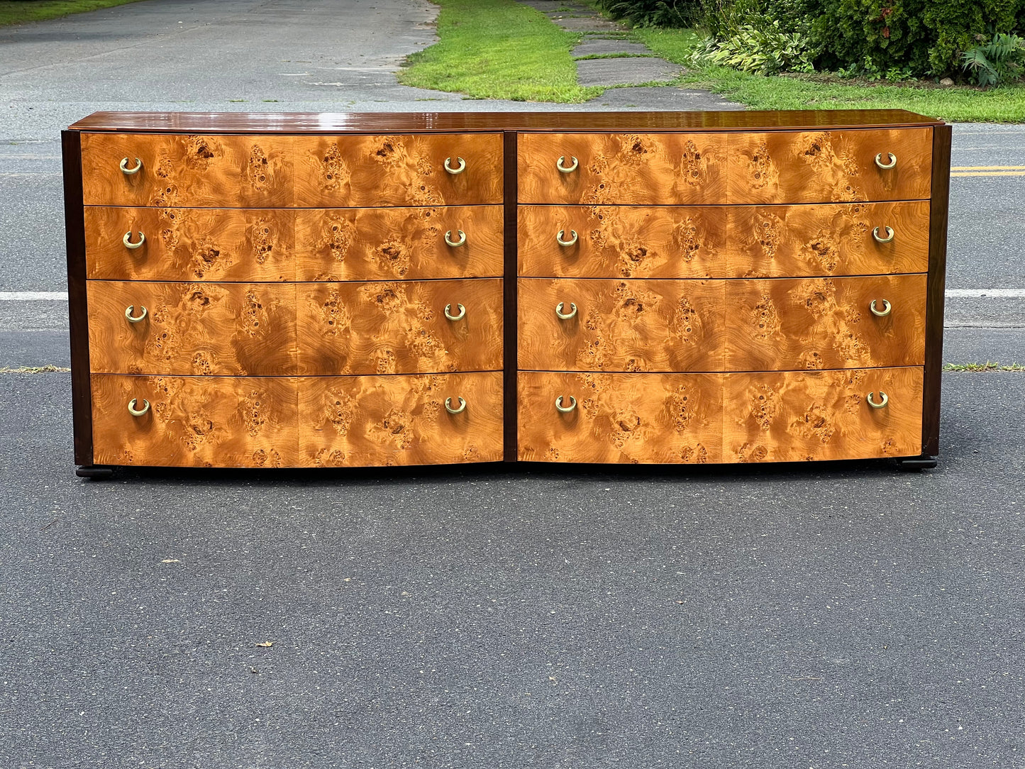 Modern Briar Burl Wood Eight Drawer Chest by Hickory White