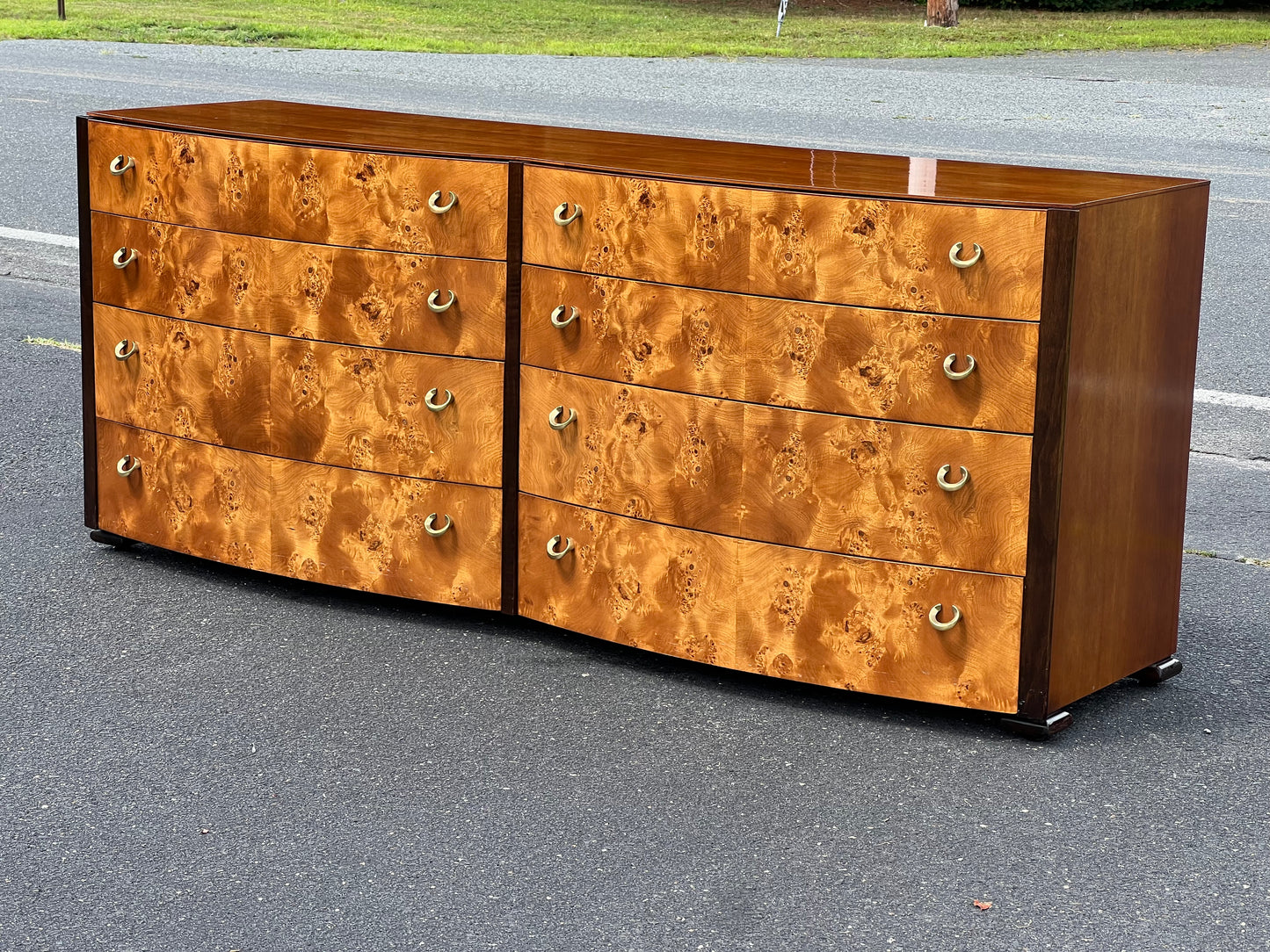 Modern Briar Burl Wood Eight Drawer Chest by Hickory White