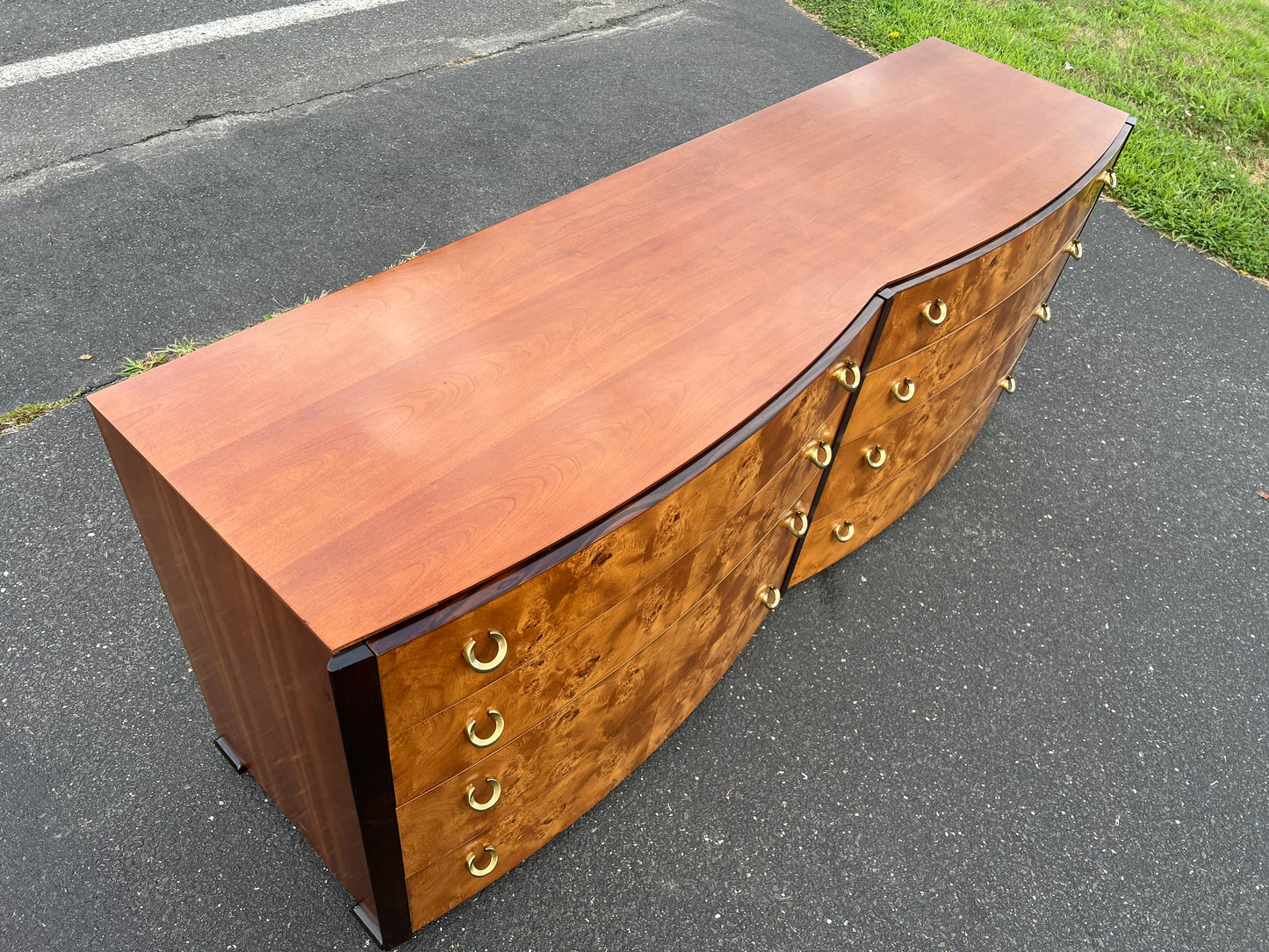 Modern Briar Burl Wood Eight Drawer Chest by Hickory White