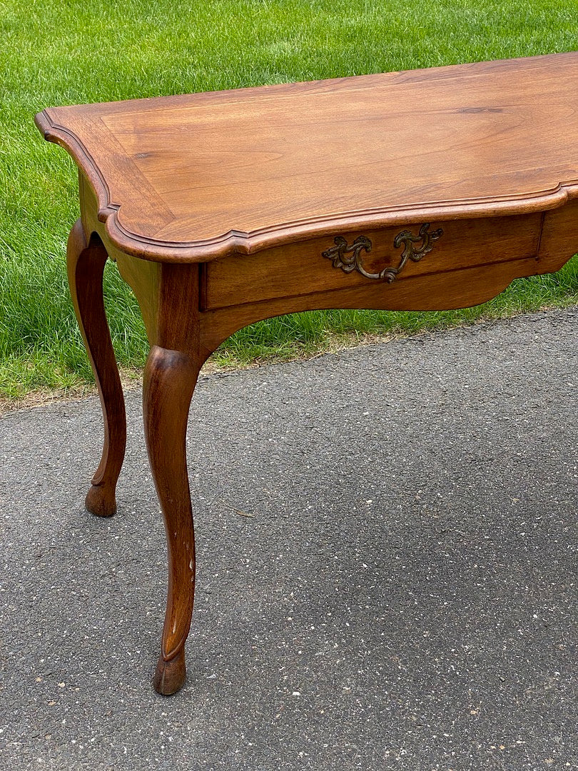 Vintage French Provincial Style Chestnut Console Table