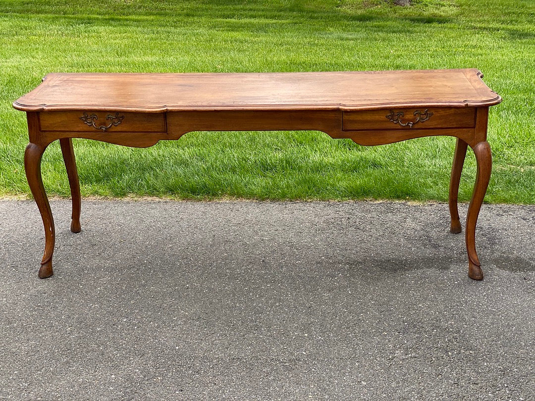 Vintage French Provincial Style Chestnut Console Table