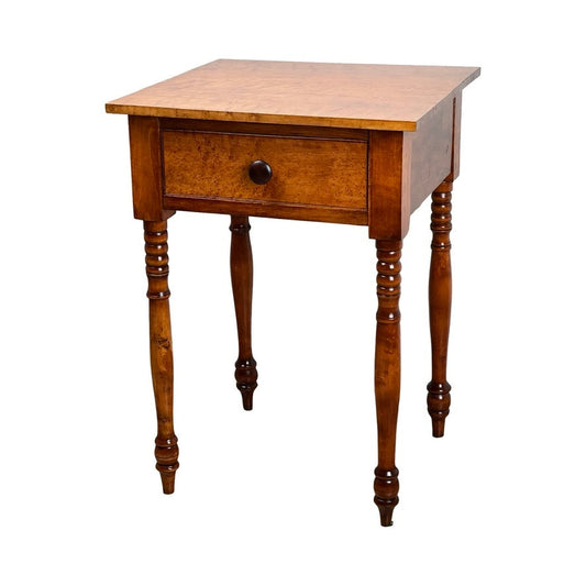 Antique American Sheraton Birdseye Maple One Drawer Stand c. Mid 19th Century