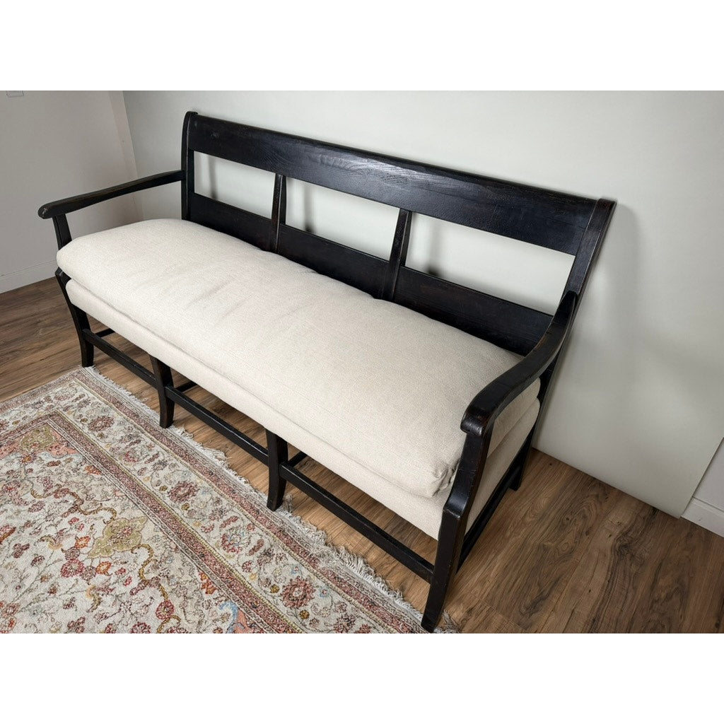 Antique English Oak Three-Seat Bench, Late 19th Century