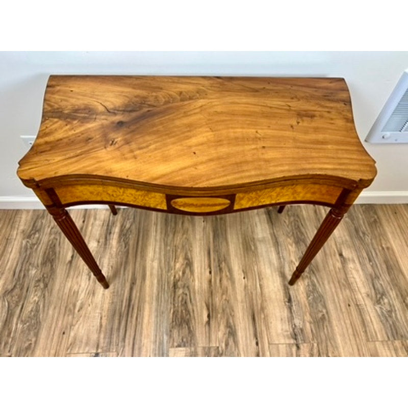 Antique Federal Mahogany and Birdseye Maple Game Table c. 1830