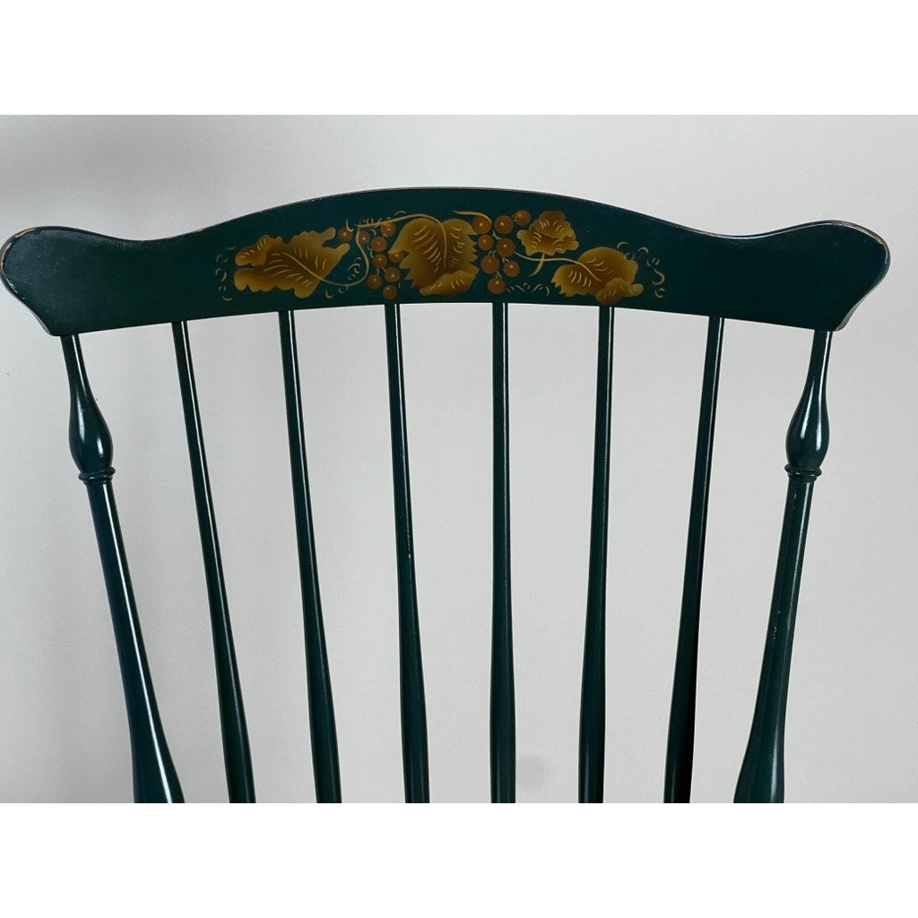 Pair of Hitchcock Windsor chairs with stenciled floral crest rail