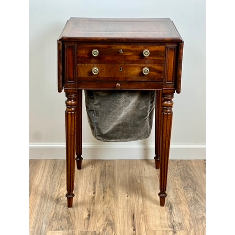 Antique Federal Mahogany Two Drawer Work Table c. 1830