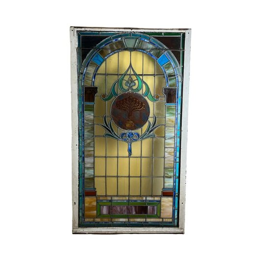Antique stained glass window from Temple Beth El Springfield MA early 20th century