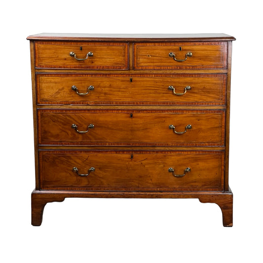 Antique George III Mahogany Edge Banded Two Over Three Chest of Drawers c. 1800