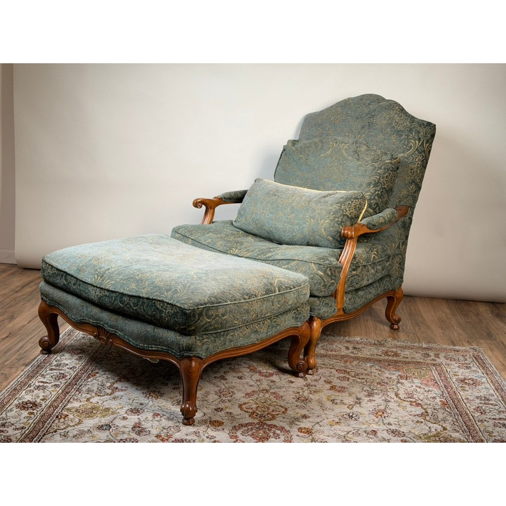 Lillian August Oversized French Bergère Lounge Chair & Ottoman, Down Filled